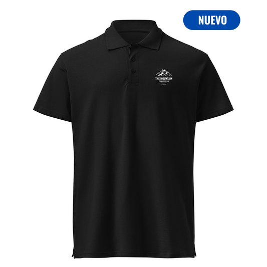 Camiseta Polo Negra "MOUNTAIN" Unisex