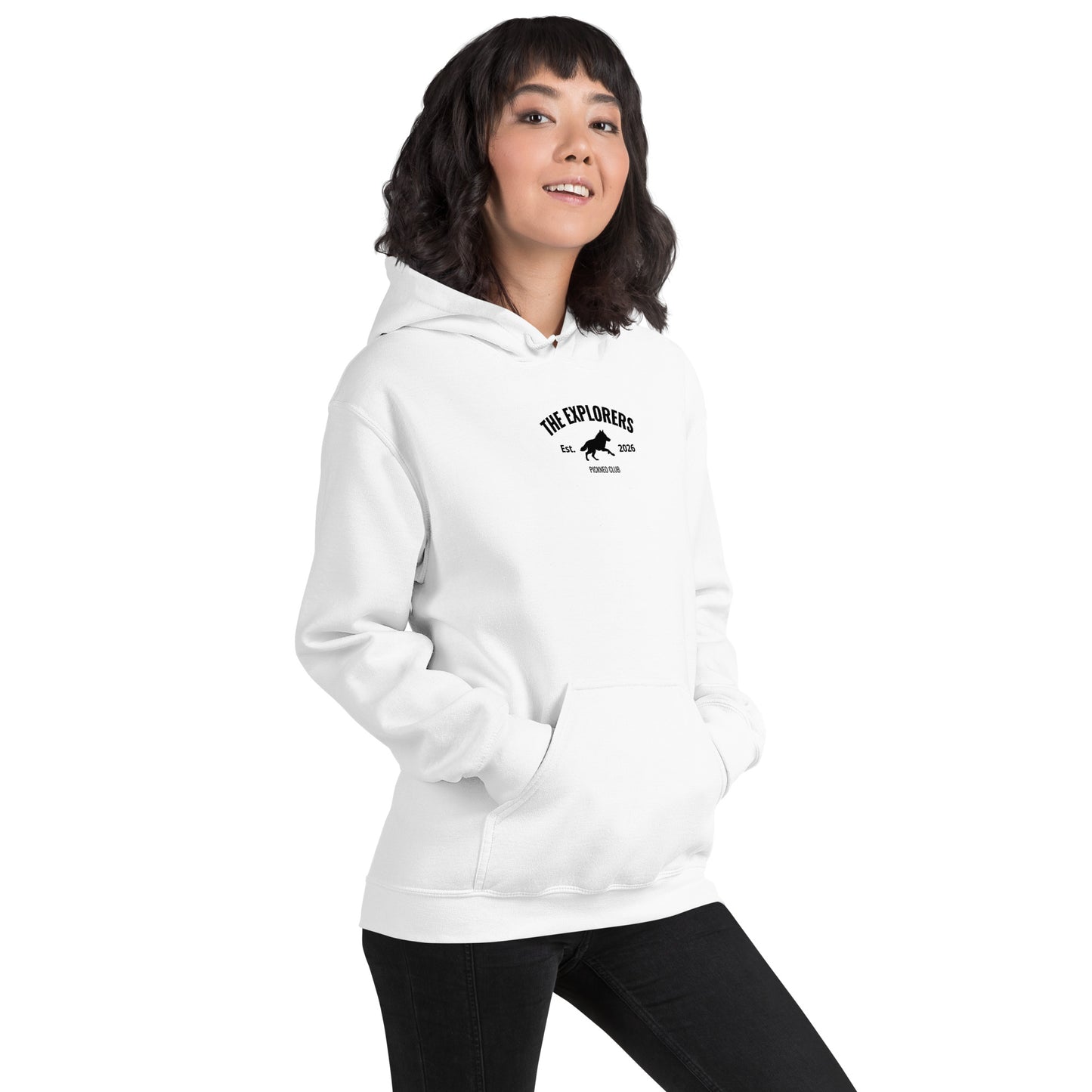 Hoodie Blanco "EXPLORERS" (420g)