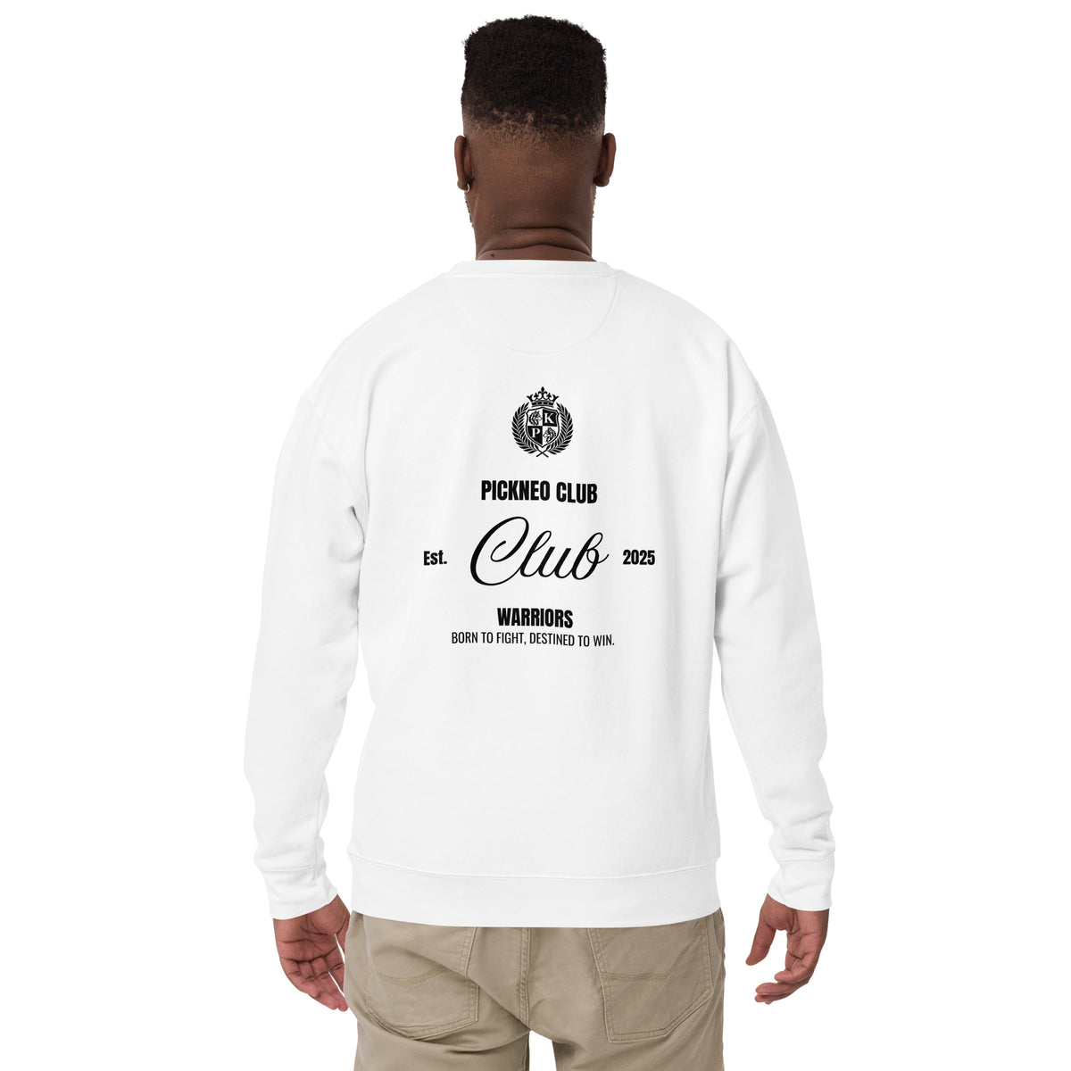 Sudadera Blanca "WARRIORS" (420g) Unisex