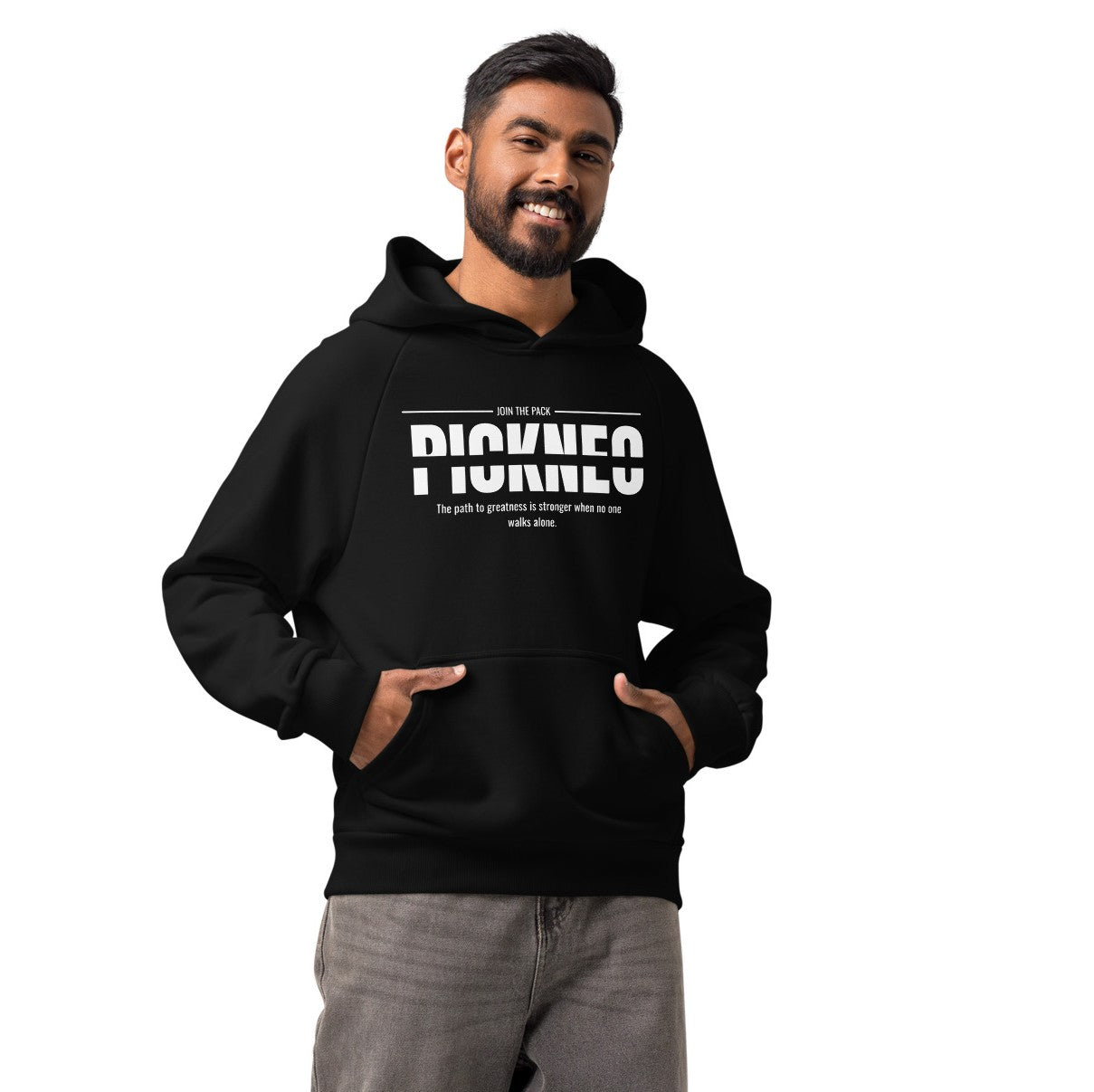 Hoodie Negro "WALKS ALONE" (420g)