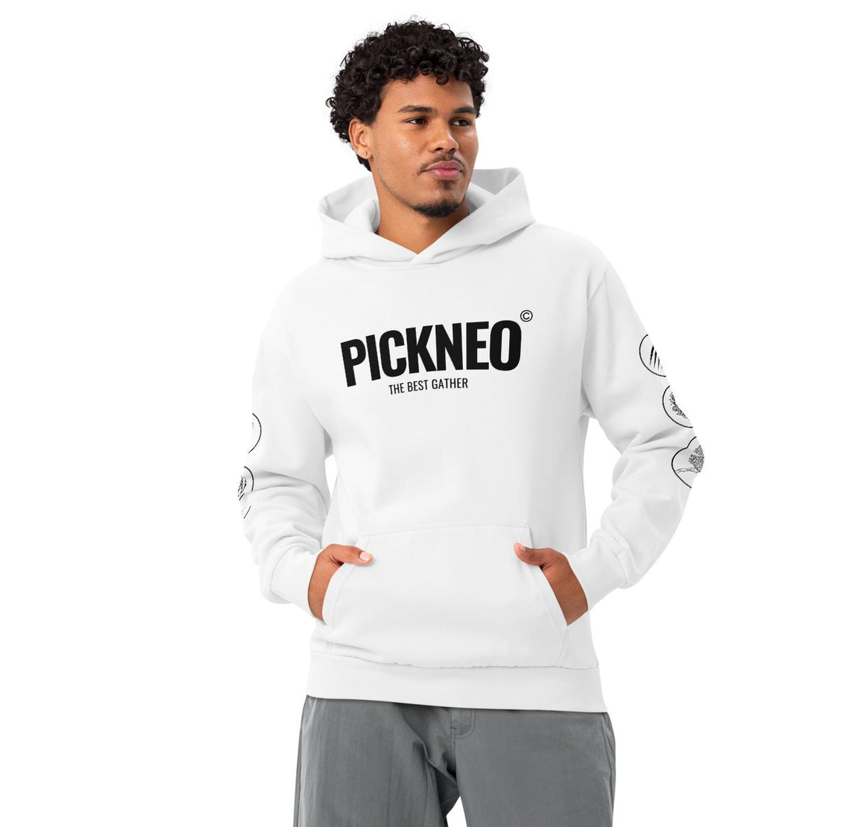 Hoodie Blanco "BEST GATHER" Unisex (420g)
